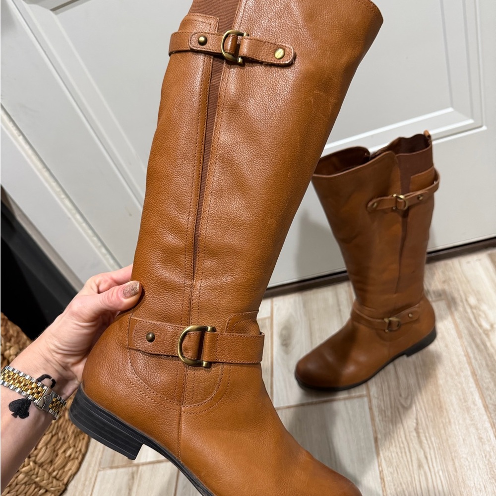 Brown Leather Knee-High Boots